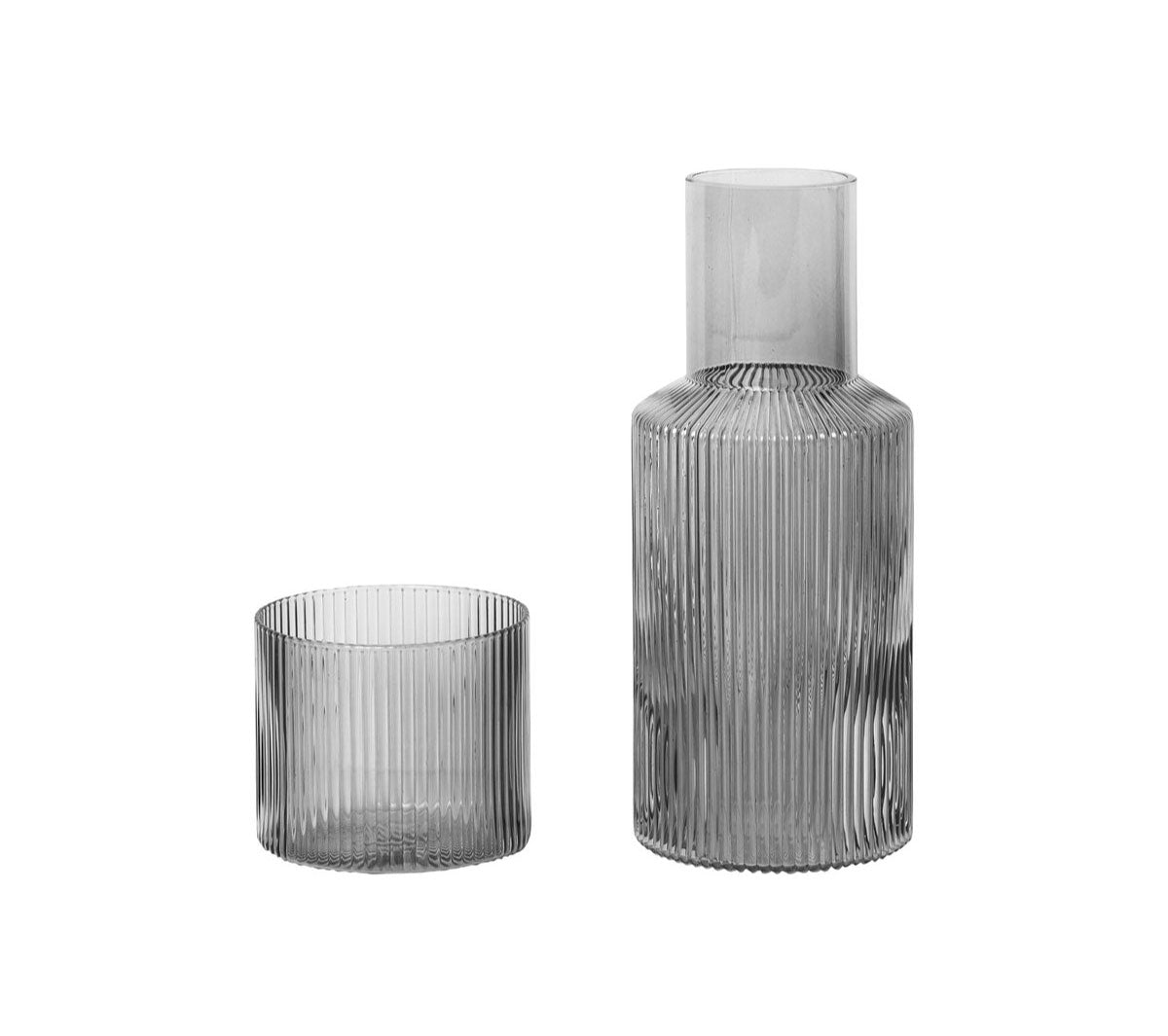 Ferm Living - Ripple Carafe Set Small Smoked Grey - Taninihome.com
