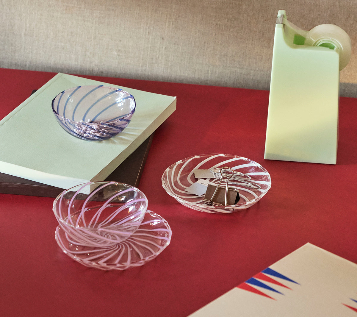 Hay - Spin Saucer Set of 2 Clear with white stripe - Taninihome.com