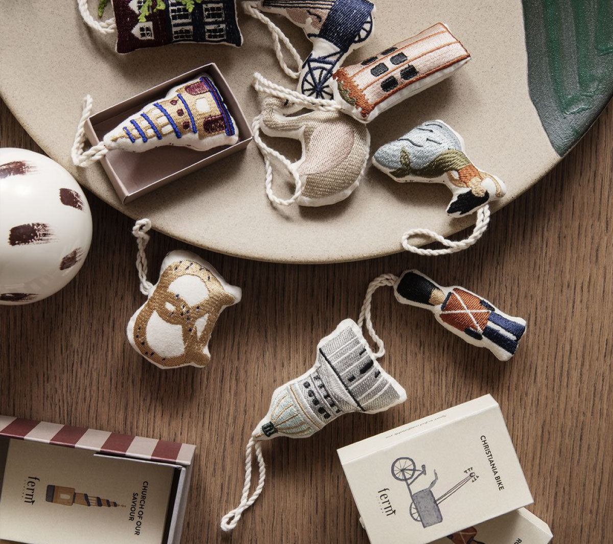 Ferm Living - Copenhagen Embroidered Ornament - Taninihome.com