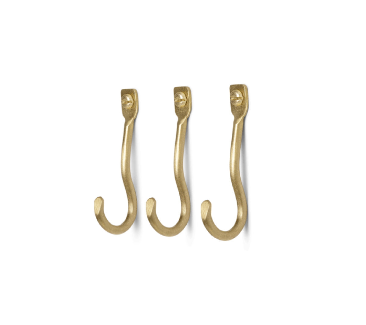 Ferm Living - Curvature Hooks - Set of 3 Brass - Taninihome.com