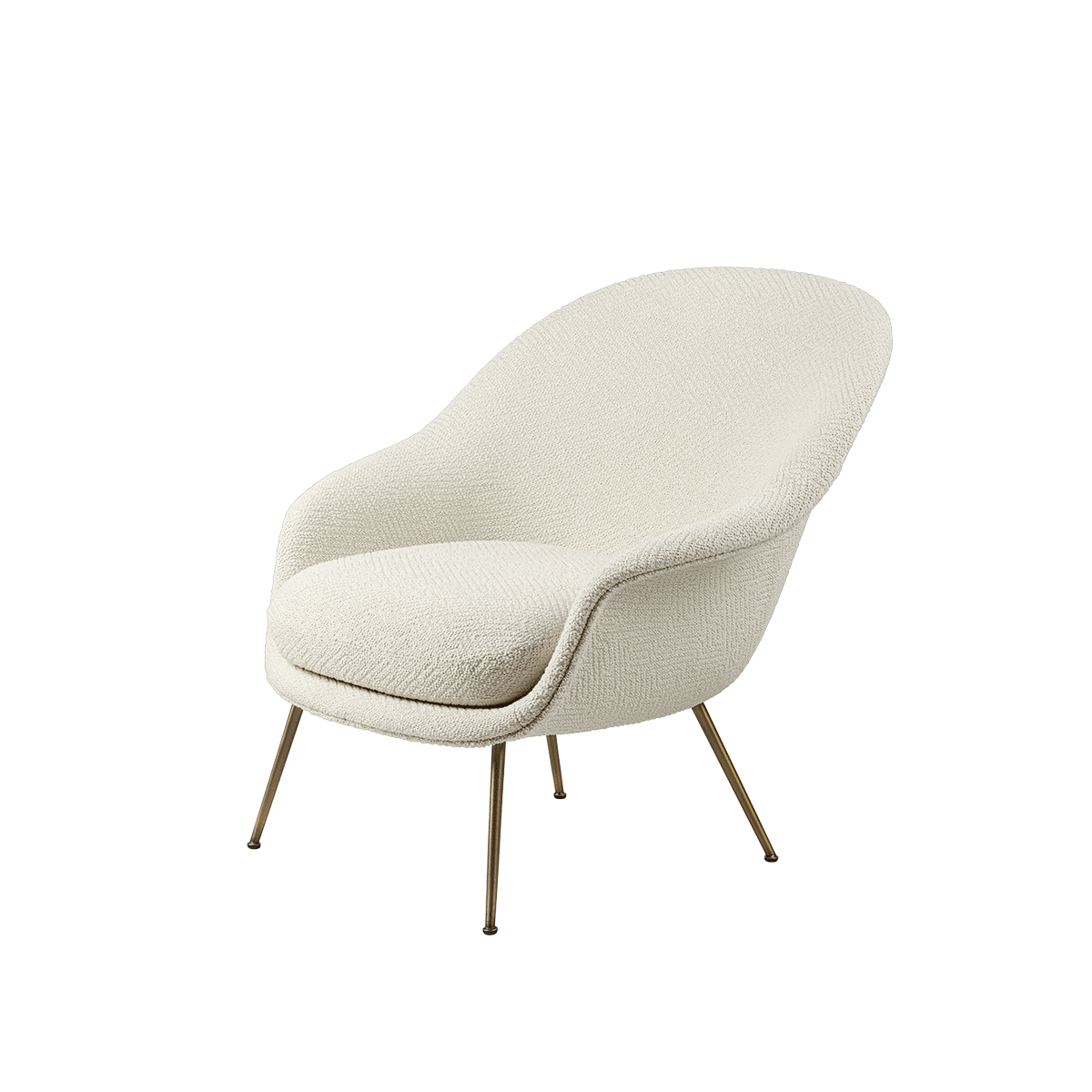 Gubi - Bat Lounge Chair Low Ottone antico Dora Boucle - Taninihome.com