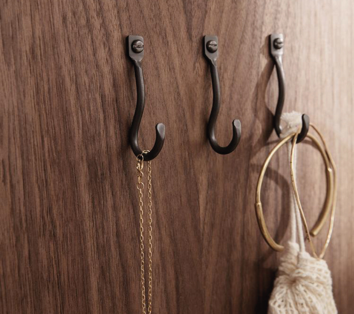 Ferm Living - Curvature Hooks - Set of 3 Black Brass - Taninihome.com