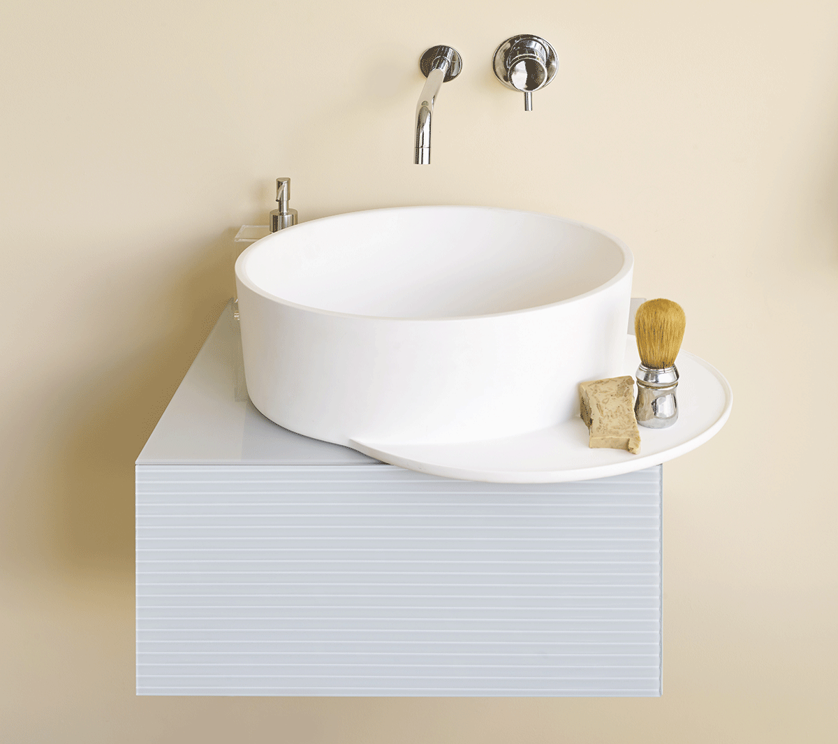Ex.t - Plateau lavabo tondo con mensola - Taninihome.com
