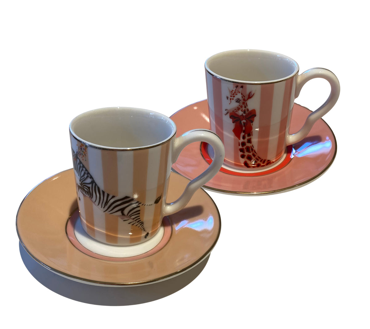 Yvonne Ellen - Giraffe and Zebra espresso cup and saucers set - Taninihome.com