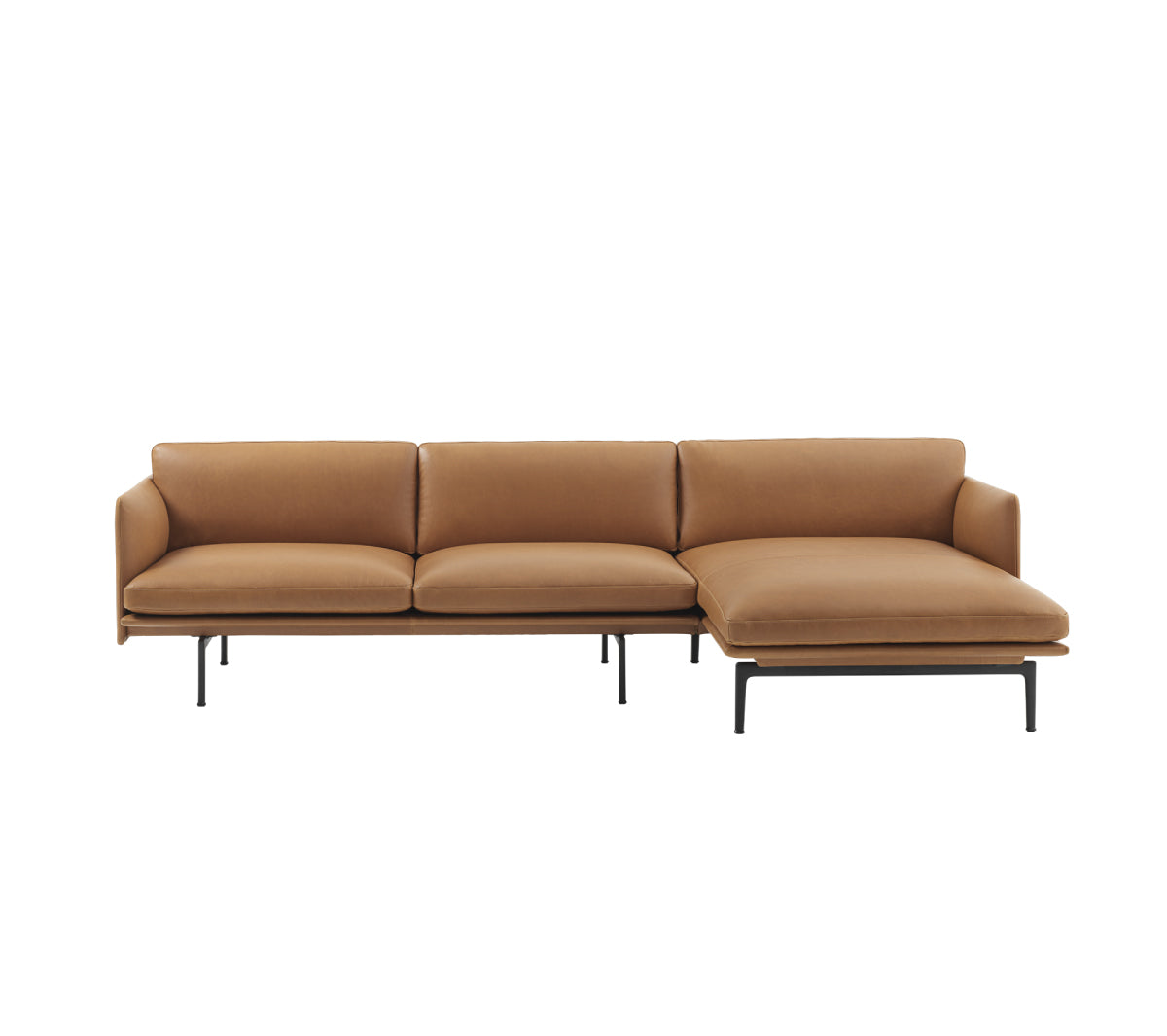 Muuto - Outline sofa chaise longue right Refine leather - Taninihome.com
