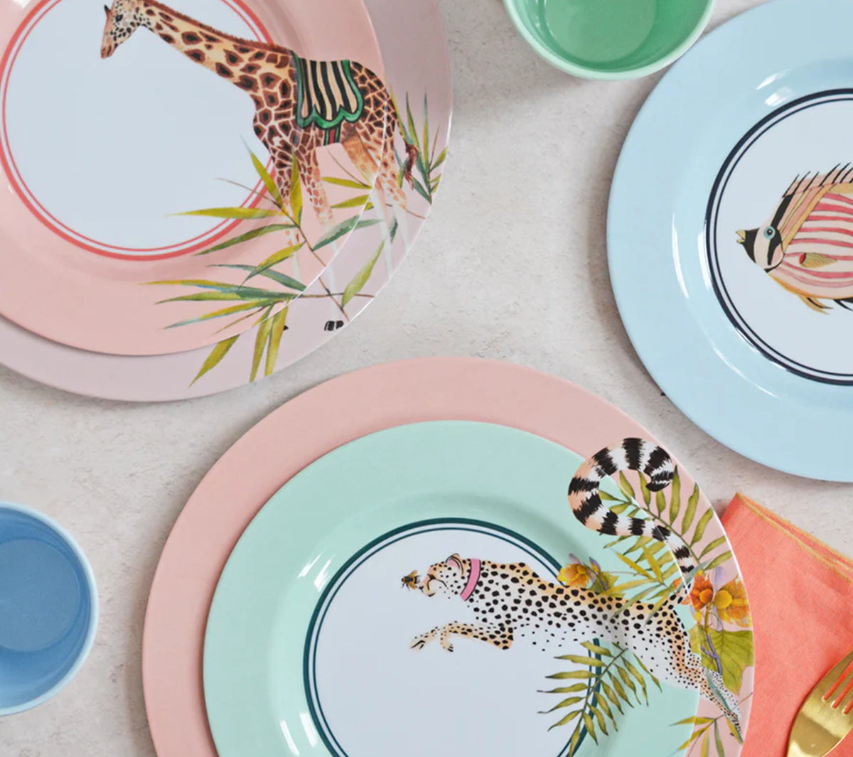 Yvonne Ellen - Safari picnic dinner plates, Set of 4 - Taninihome.com