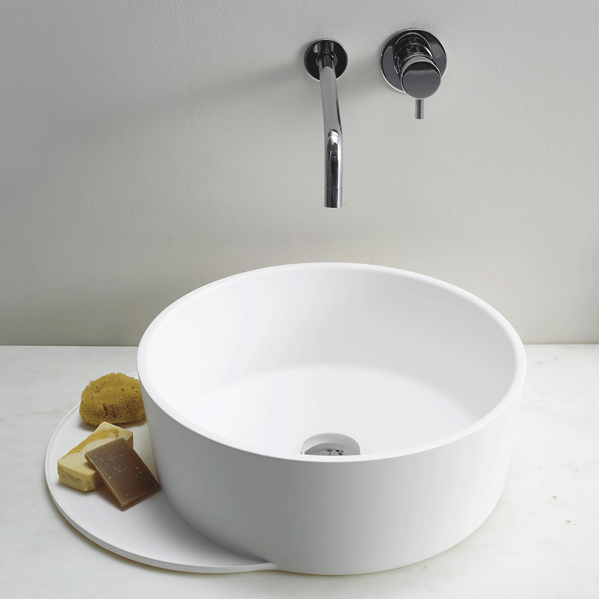 Ex.t - Plateau lavabo tondo con mensola - Taninihome.com