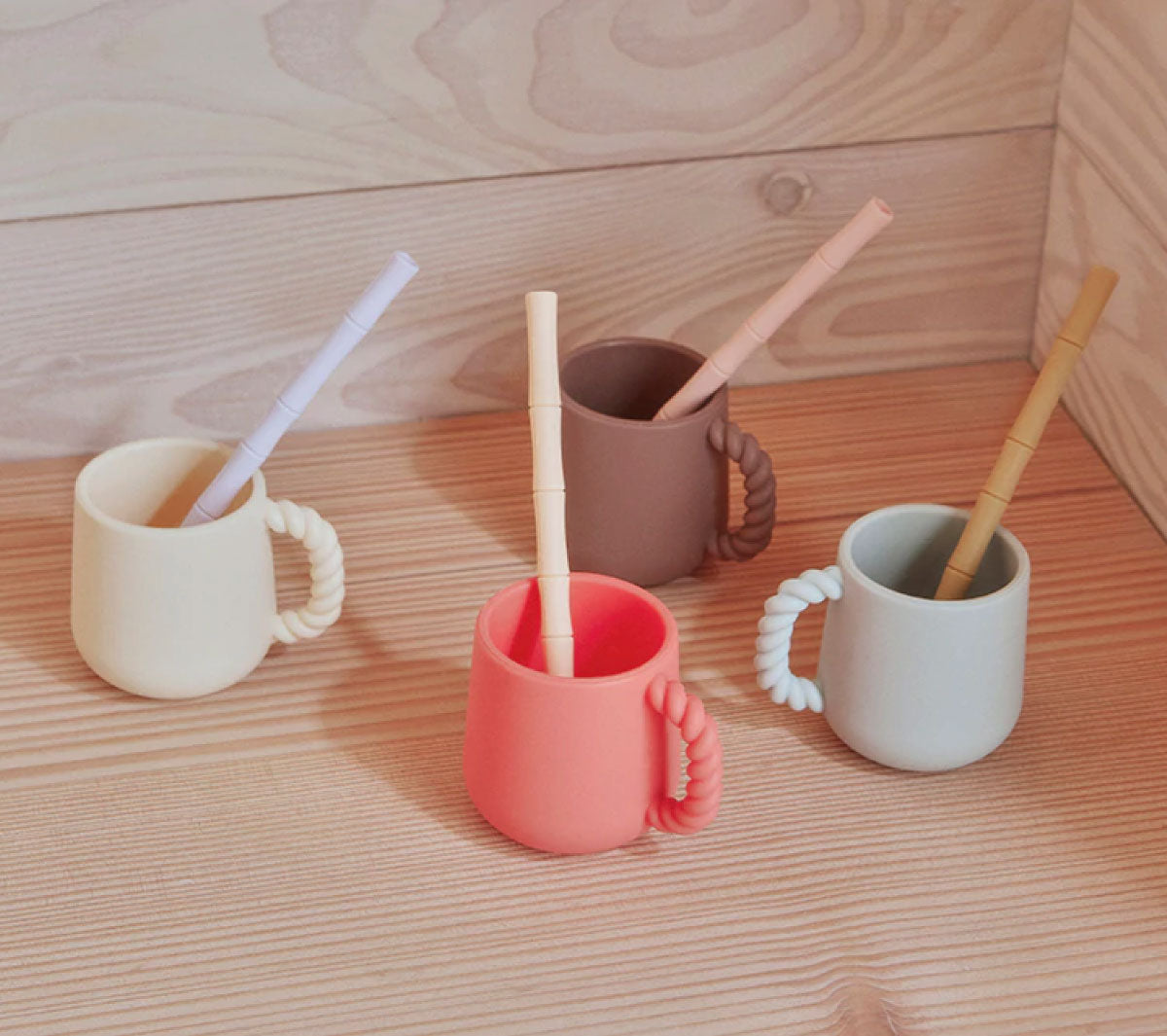  Accessori da cucina  - Bamboo Silicone Straw - pack of 6 - cherry red / vanilla - Taninihome.com