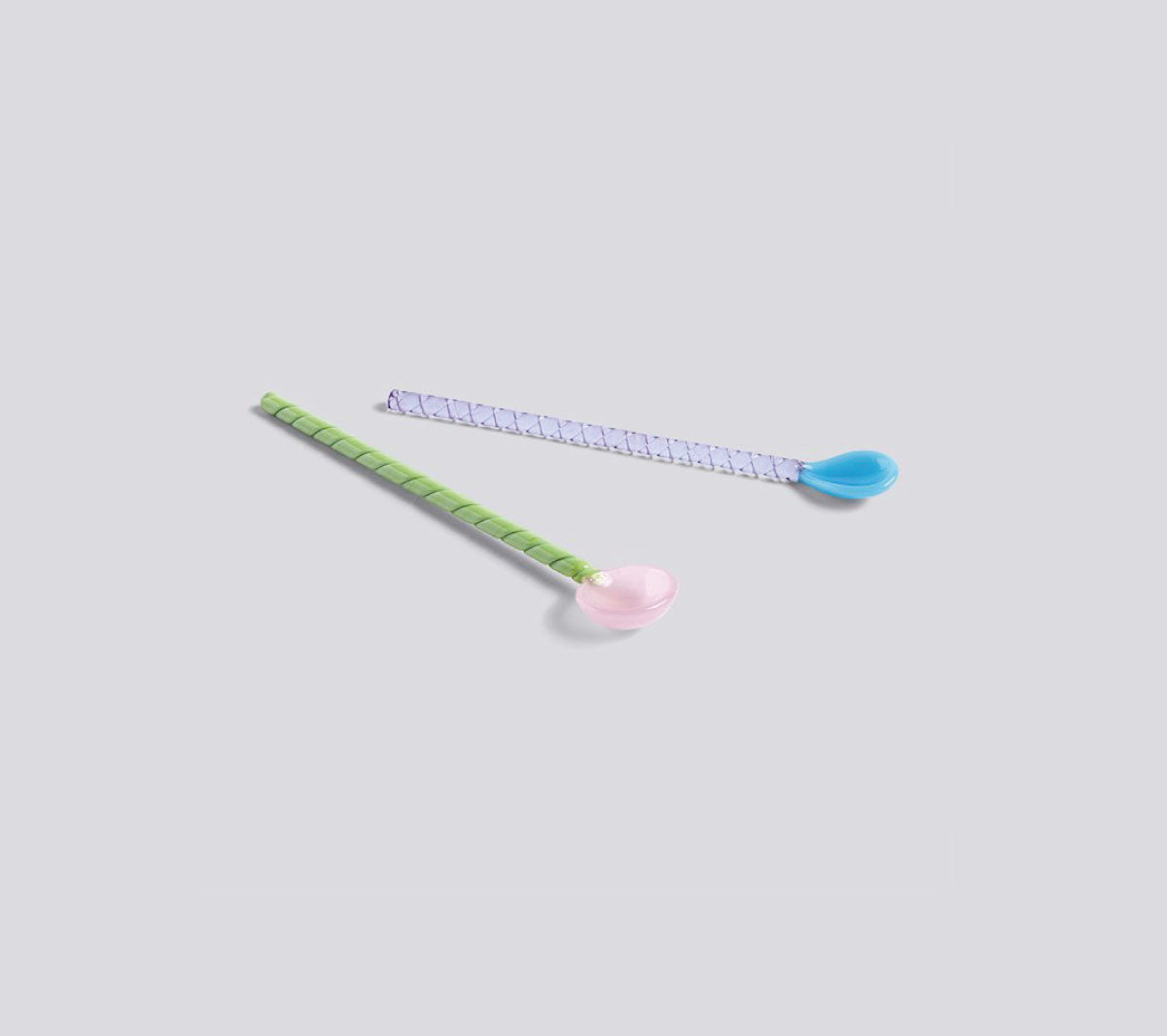  - Glass Spoons Twist Turquoise and Light pink - Taninihome.com