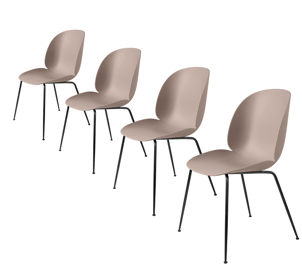 Gubi - Beetle Dining Chair set of 4 Rosa Nero cromato - Taninihome.com