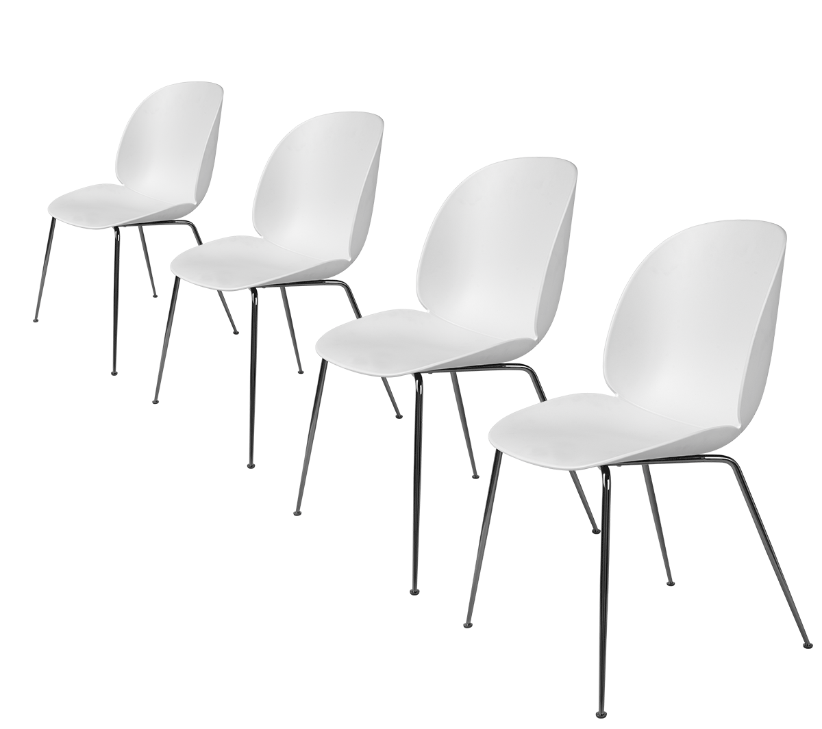 Gubi - Beetle Dining Chair set of 4 Bianco Nero cromato - Taninihome.com