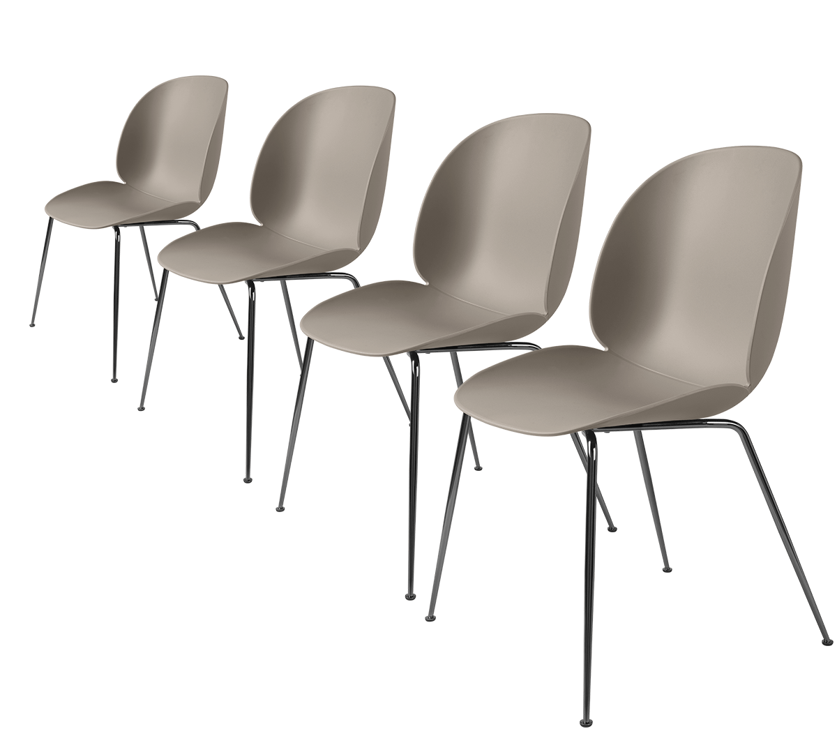 Gubi - Beetle Dining Chair set of 4 Beige Nero cromato - Taninihome.com