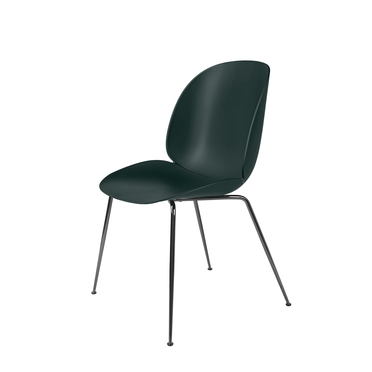 Gubi - Beetle Dining Chair Verde Scuro Nero cromato - Taninihome.com