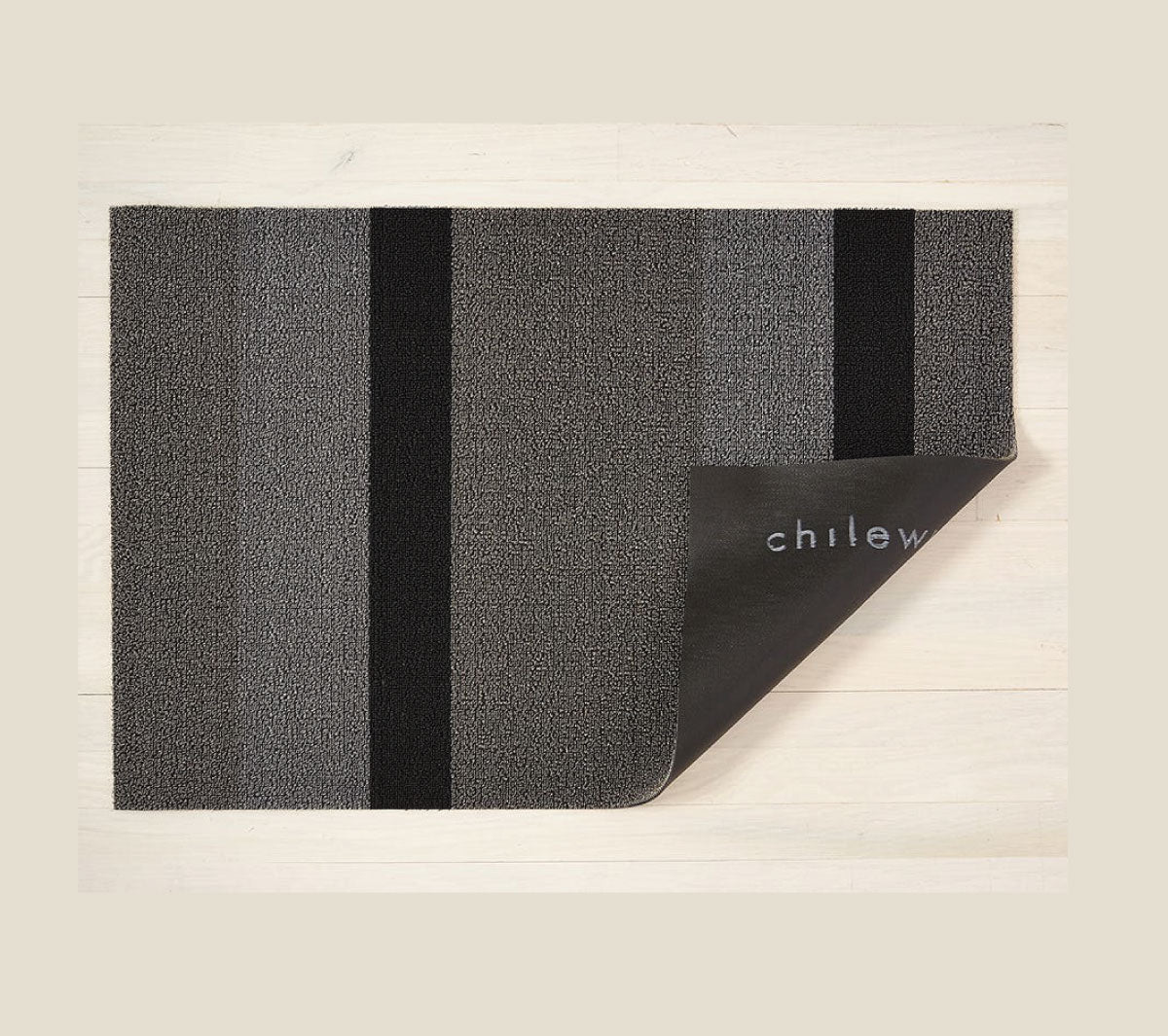 Bold Stripe Shag Mat - Silver Black