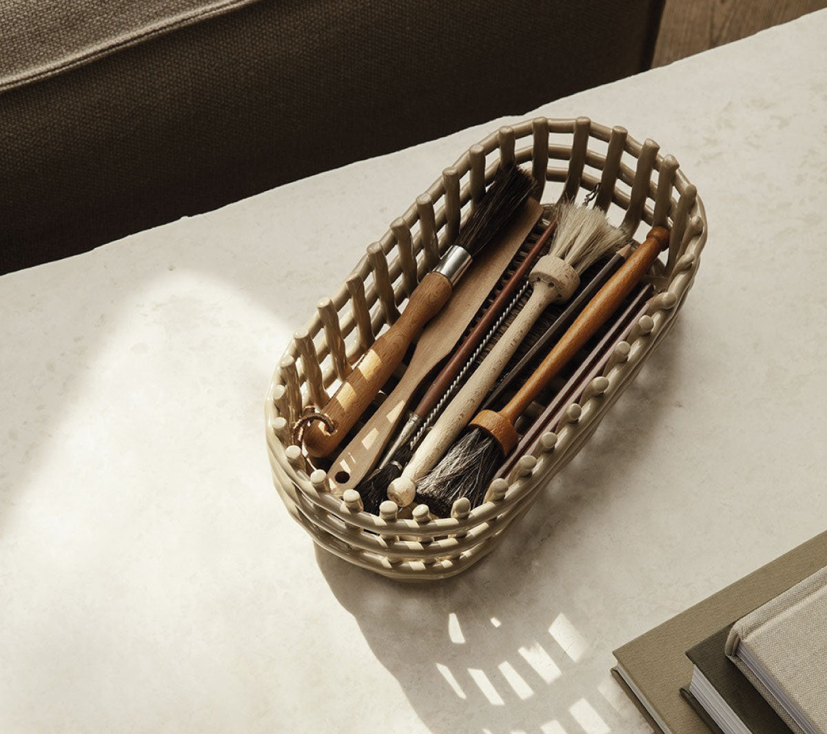 Ferm Living - Ceramic Basket - Oval - Taninihome.com