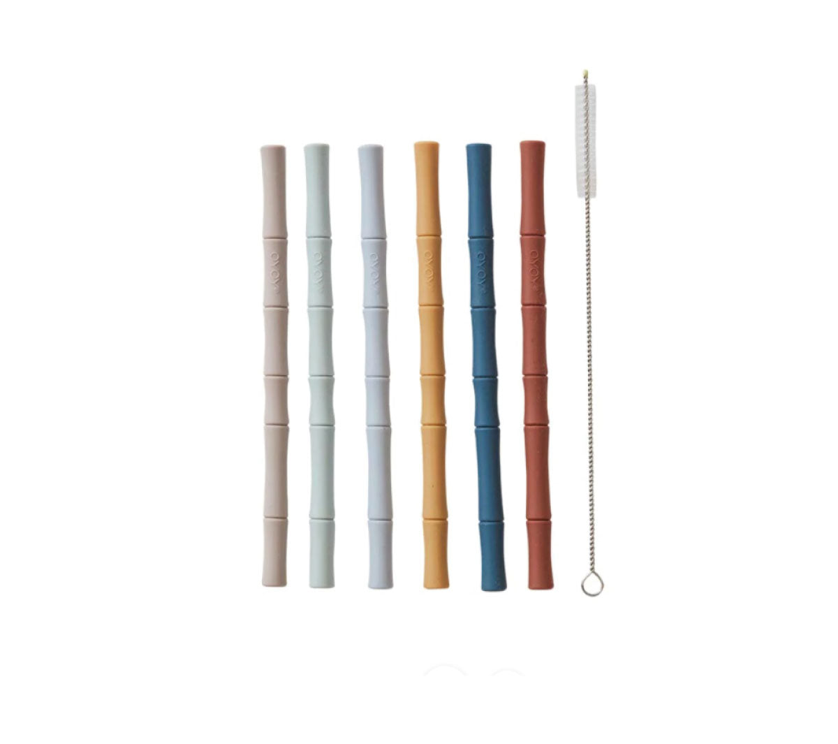  Accessori da cucina  - Bamboo Silicone Straw - pack of 6 - caramel / blue - Taninihome.com