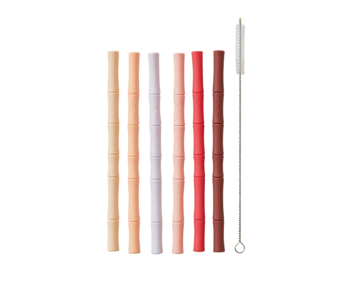  Accessori da cucina  - Bamboo Silicone Straw - pack of 6 - cherry red / vanilla - Taninihome.com